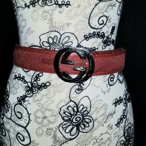 Authentic Gucci interlocking GG buckle belt (RED)